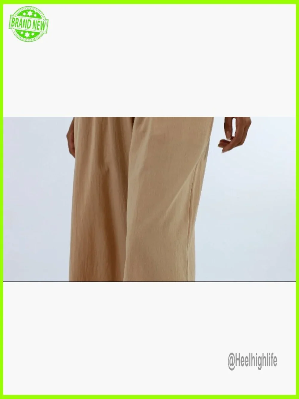 High Waisted Cotton Linen Palazzo Pants Wide Leg Lounge Trousers with Pockets - Picture 7 of 7